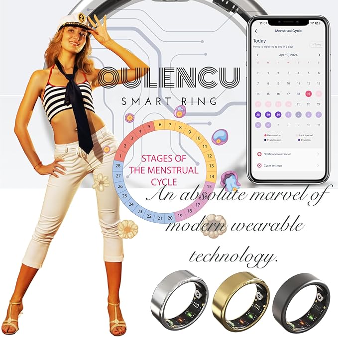 2025 Smart Ring for Women Men, Sleep Tracker Ring, Fitness Smart Ring, Activity Tracker,Sleep Monitor, Stress/Heart Rate/Women's Calories Steps Tracking-No APP Subscription (Silver, #13-69.7mm/2.75")