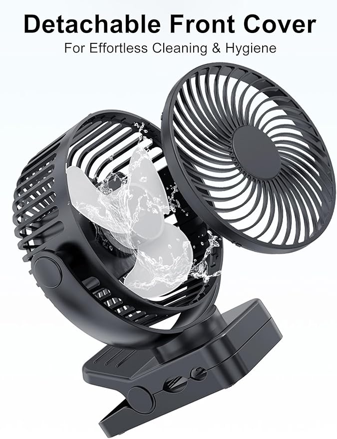 2-Pack Magnetic Clip on Fan for Golf Cart, 12000mAH Battery Operated Portable Fan with 3 Speeds, LED Lantern, Magnetic Base, Suitable for EZGO Club Car Yamaha, Golf Cart & Cruise Ship Accessories