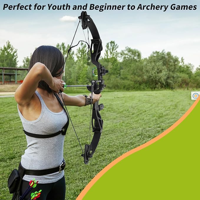 Compound Bow Archery Sets for Youth & Kids,Beginners, Right Hand Compound Bows, Draw Length 18"-27",15-30 lbs Draw Weight, 260fps, Hunting Bow Archery Arrows Set