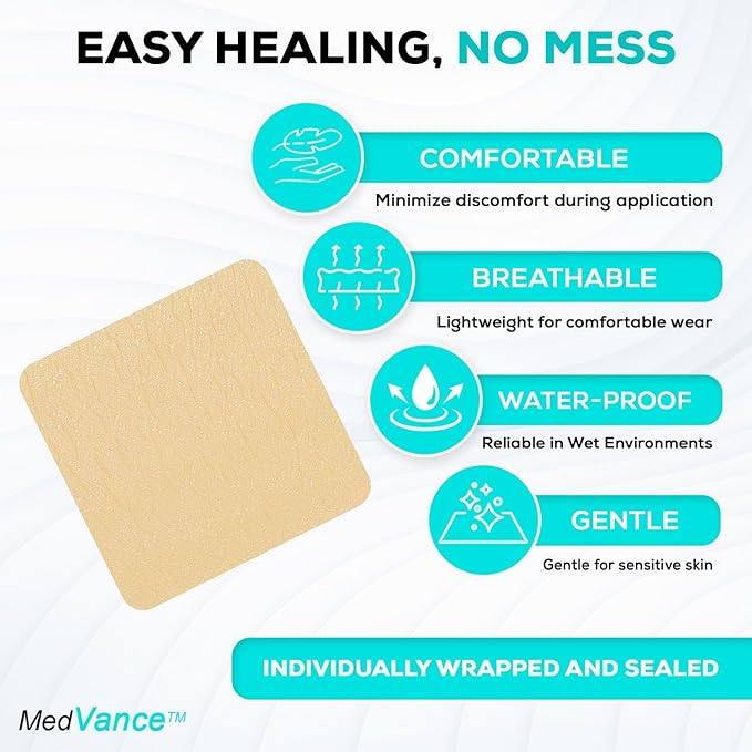MedVance TM Silicone - Silicone Adhesive Foam Absorbent Dressing, 6"x6", Box of 5 dressings