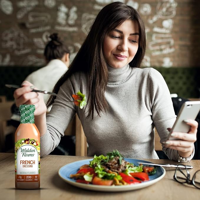 Walden Farms French Dressing – Calorie-Free, Gluten-Free, Low Carb, Keto-Friendly, Sugar-Free, Fat-Free, Dairy-Free Sweet & Tangy French Flavor – 12 oz Bottle