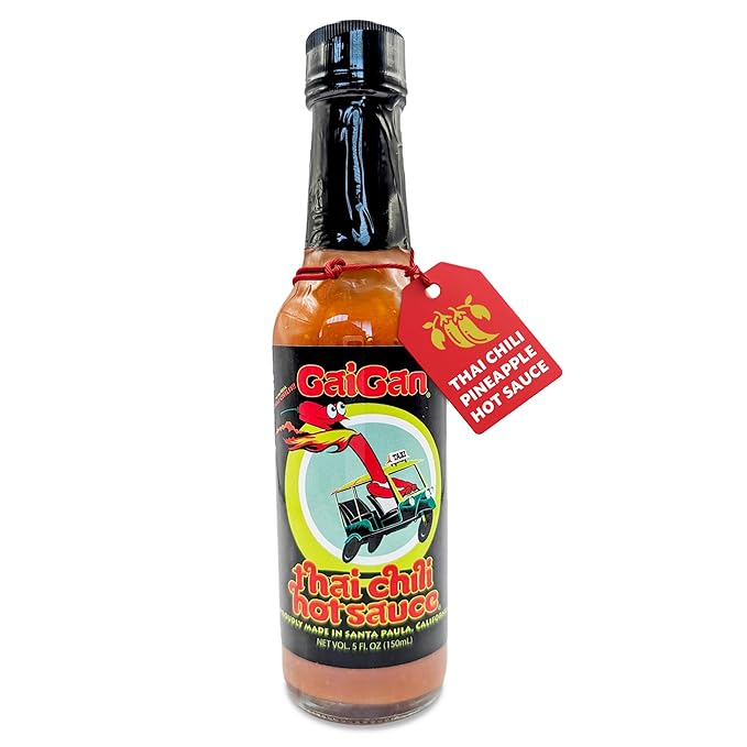 GaiGan - Thai Chili Pineapple Hot Sauce, Low-Calorie, All Natural Vegan Condiments with Low Sodium, Gluten Free & No Preservatives, 150 mL