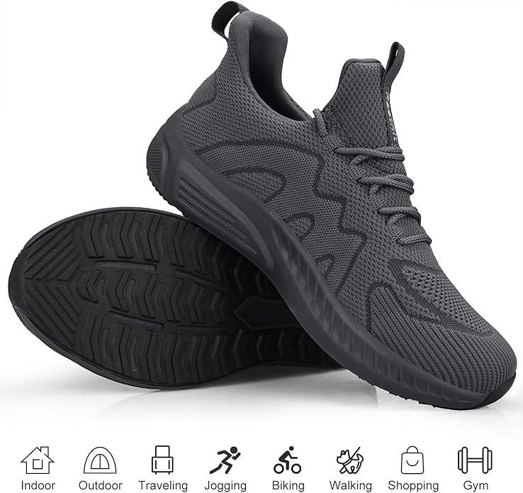 Feethit Mens Non Slip Walking Sneakers Lightweight Breathable Slip on Running Shoes Athletic Gym Tennis Shoes for Men