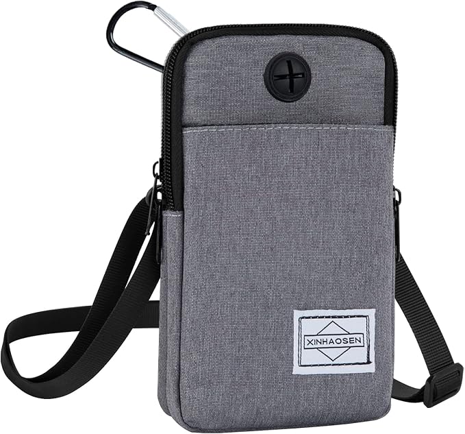 Cell Phone Purse Waist Pack Bag Travel Crossbody Bag Wristband Sport Armband Wallet with Removable Shoulder Strap (Light Grey)