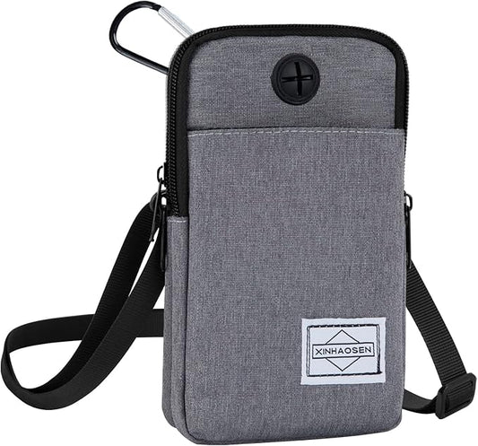 Cell Phone Purse Waist Pack Bag Travel Crossbody Bag Wristband Sport Armband Wallet with Removable Shoulder Strap (Light Grey)