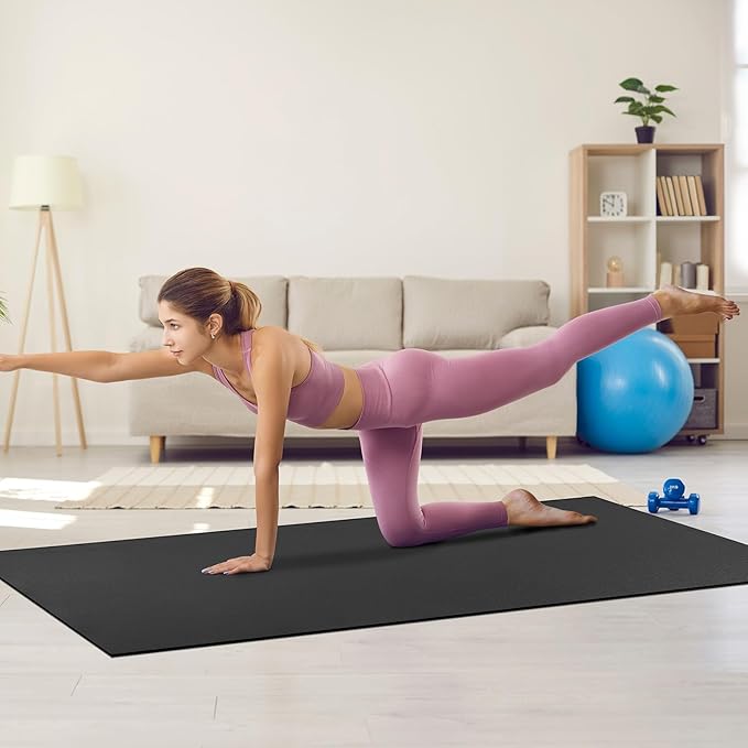 VEVOR Large Exercise Mat, Non Slip High Density Premium Yoga Mat, Exercise Yoga Mat for Men Women, Fitness & Exercise Mat with Bag & Carry Strap, for All Types of Home Yoga, Pilate & Floor Workout