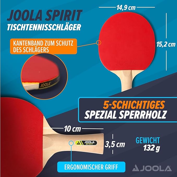 JOOLA Family Premium Ping Pong Paddles Set of 4 - Advanced Table Tennis Rackets, 10 Training 3 Star Ping Pong Balls, and Storage Case - Competitive or Recreational Play - Indoor and Outdoor Compatible
