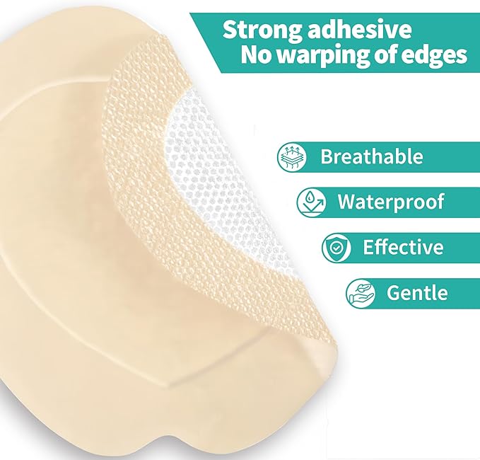 Sacrum Silicone Foam Dressing with Border - Sacral Wound Dressing Adhesive for Wound Care, Waterproof Absorbent Bandages for Sacral Ulcer, Pressure Ulcer, 7" x 7", 5 Pack