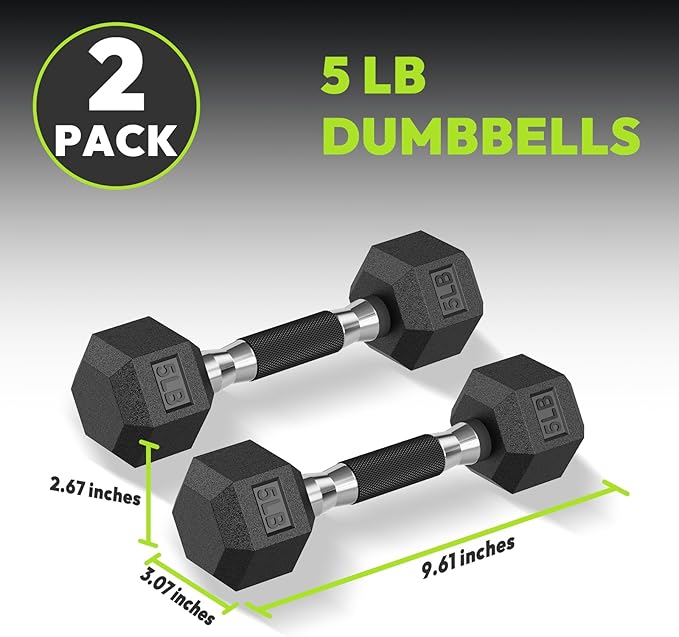 Hex Dumbbell Set 2.5-400 lb, Rubber Encased Exercise & Fitness Dumbbells, Weights Dumbbells Set of 2, Hand Weight for Strength Training