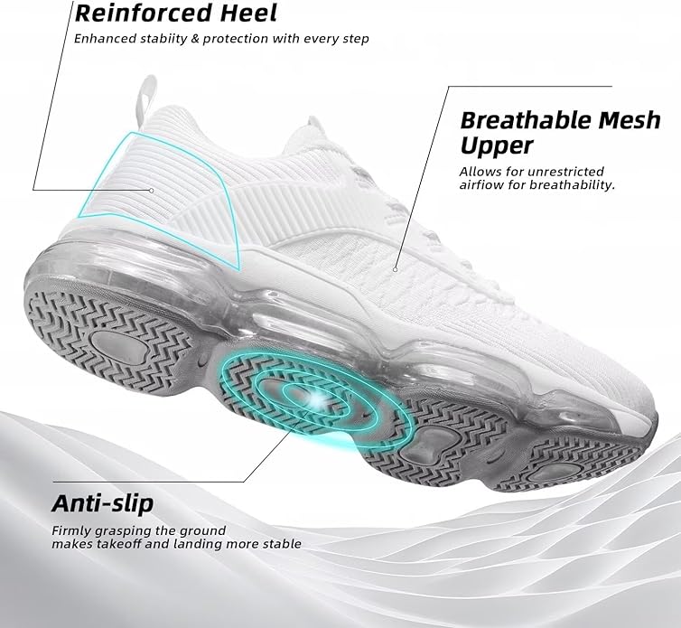 Mens Running Shoes Air Low Top Comfort Walking Lace Up Sneakers Breathable Fashion Tennis Sport Gym Fitness Cross Trainers
