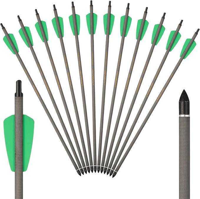 Crossbow Bolts 15 Inch Archery Carbon Crossbow Arrows with Moon Nocks Hunting Archery Arrows（12pcs