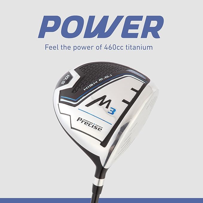 Precise M3 Men's Complete Golf Club Set, Includes Driver, Fairway, Hybrid, 6-PW, Putter, Stand Bag, 3 H/C's, Men’s Golf Clubs Full Set Right Handed, Regular, Petite or Tall Size