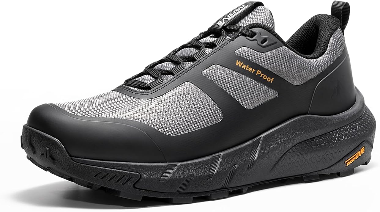 NORTIV 8 Men's Waterproof Hiking Shoes Lightweight Trekking Walking Fashion Sneakers with Arch Support for Camping Tennis Outdoor Training StreamRunner