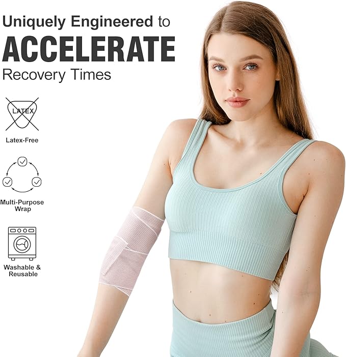 4 Pack Elastic Bandage Wrap | 4" Wide Medical Bandage Wrap with Hook-and-Loop Fasteners on Both Ends Compression Wrap for Wounds Latex Free Stretch Bandage for Foot Arm Hand Ankle Injury