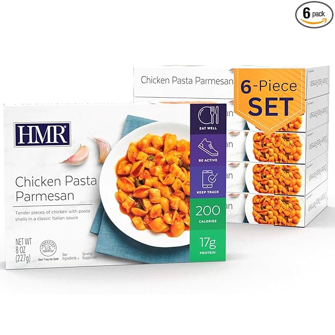 HMR Chicken Pasta Parmesan Entrée | Pre-packaged Lunch or Dinner to Support Weight Loss | Ready to Eat | 17g of Protein | Low Calorie Food | 8oz Serving per Meal | Pack of 6