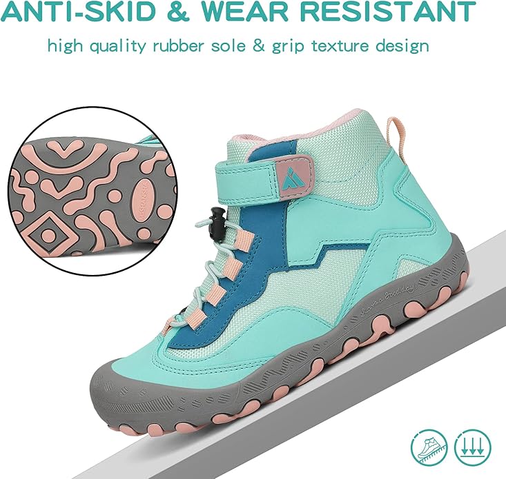 Mishansha Kids Water Resistant Hiking Boots, Boys Girls Anti Collision Anti-Skid Athletic Outdoor Adventure Trekking Shoes