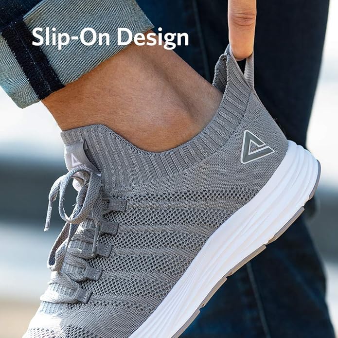 PEAK Mens Lightweight Walking Shoes Comfortable Slip On Sports Sneakers for Tennis, Gym, Running, Casual Workout