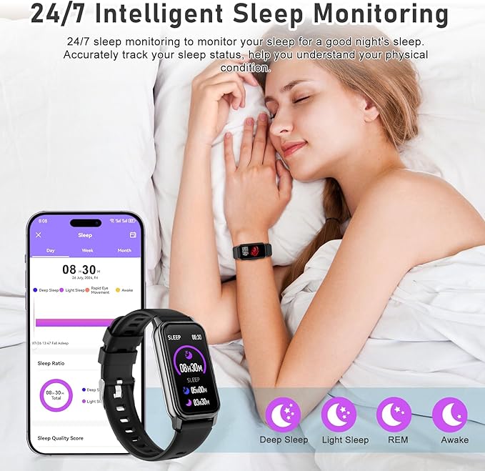 Fitness Tracker with Step Counter/Calories/Stopwatch, Activity Tracker, Health Tracker with Heart Rate Monitor, Sleep Tracker,1.47'' Touch Color Screen, Pedometer Watch for Women Men Kids