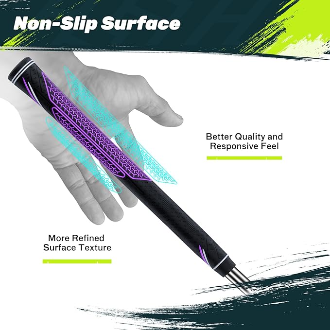 SAPLIZE High-performance Rubber Golf Grips 13 Pack, High Shock Absorption, Non-slip, Choose from 13 Grips with 15 Tapes or Full Regripping Kit, Available in Standard/Mid/Jumbo Sizes, CC10 Series