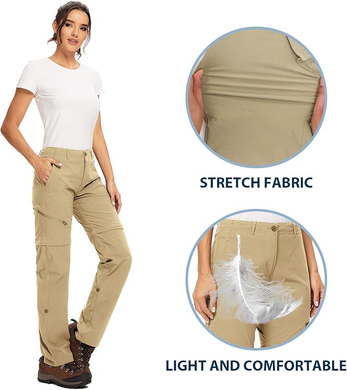 Women's Hiking Pants Convertible Zip Off Lightweight Quick Dry Outdoor Travel Camping Safari fising Pants