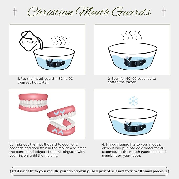 Yaomiao 2 Pcs Cross Mouth Guards Christian Teeth Armor Sport Game Guard with Case Religious Mouth Guards for Baseball Football Lacrosse Basketball Rugby Boxing Taekwondo
