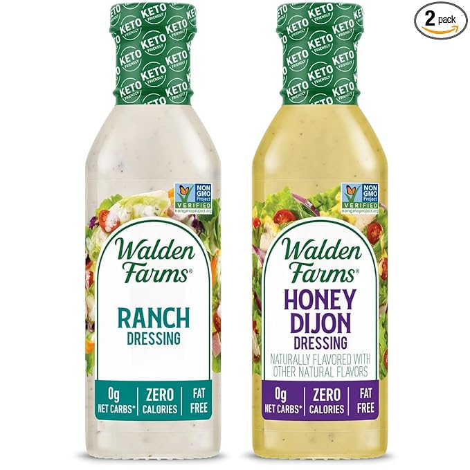 Walden Farms Salad Dressings Variety Pack – Ranch & Honey Dijon – Calorie-Free, Gluten-Free, Low Carb, Keto-Friendly, Sugar-Free, Dairy-Free – 12 Fl Oz (Pack of 2)