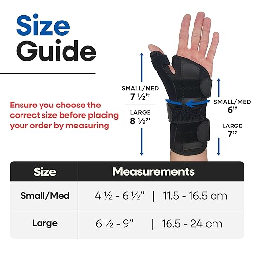 Thumb Splint & Wrist Brace | Carpal Tunnel Wrist Splint with Trigger Thumb Brace Spica | Stabilizer & Support For Tendonitis Pain, Arthritis, CMC, Tenosynovitis, De Quervain Women Men LARGE, RIGHT HAND