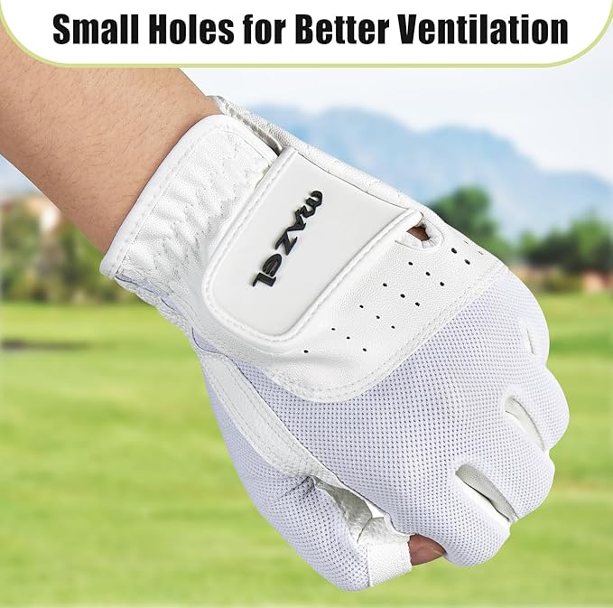 MAZEL Women's Fingerless Golf Gloves One Pair Open-Finger Design,Breathable Hot Wet Weather Sweat-Absorbing,Fit Size S M L XL