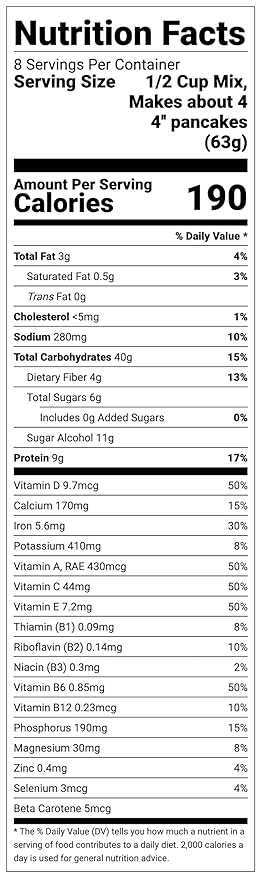 Hidden Foods Sprinkle Pancake & Muffin Mix, Made With Natural Oats, Flaxseed, Fruits & Vegetables | No Added Sugars, Healthy Blend of Protein & Fiber | Breakfast Meal, Just Add Water - 12 Oz - 6 Pack