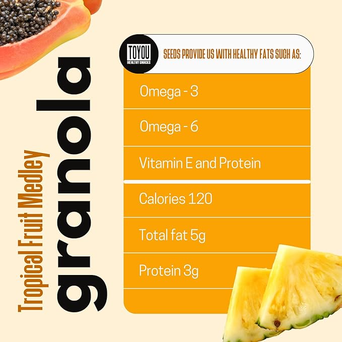 ToYou Snacks Granola, Fruit and Granola Cereal, | Tropical Fruit Medley - 12 Ounce (Pack of 1) | Gluten Free, Plant Based, Vegan, Healthy Snacks for Adults and Kids, Breakfast Cereal with Protein and Fiber