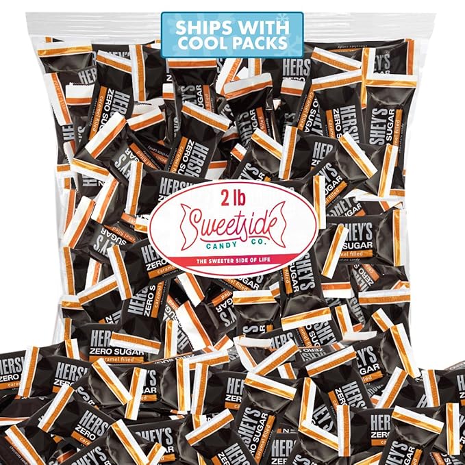 Zero Sugar Caramel Filled Chocolate Candy, 2 Pound of Sugar-Free Chocolate Candy, for Low Carb Diets