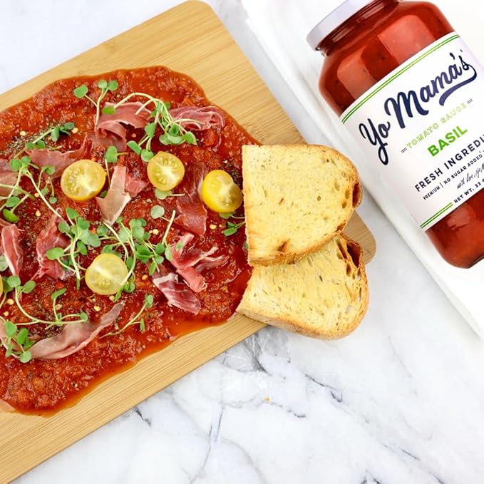 Yo Mama's Foods Keto Tomato Basil Pasta and Spaghetti Sauce - Pack of (3) - No Sugar Added, Low Carb, Low Sodium, Vegan, Gluten Free, Paleo Friendly, and Made with Whole, Non-GMO Tomatoes