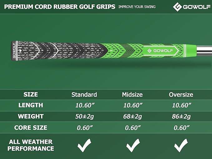 Gowolf Golf Grip Cord Rubber Multi-compound Golf Driver Irons Club Choose 13 Grips with 15pcs Tapes Or Full Kit choose one