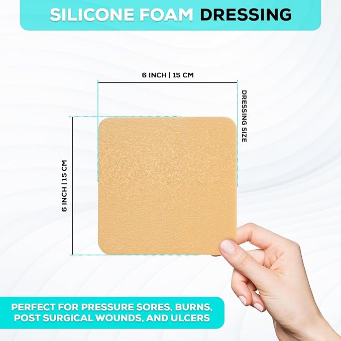 MedVance TM Silicone - Silicone Adhesive Foam Absorbent Dressing, 6"x6", Box of 5 dressings