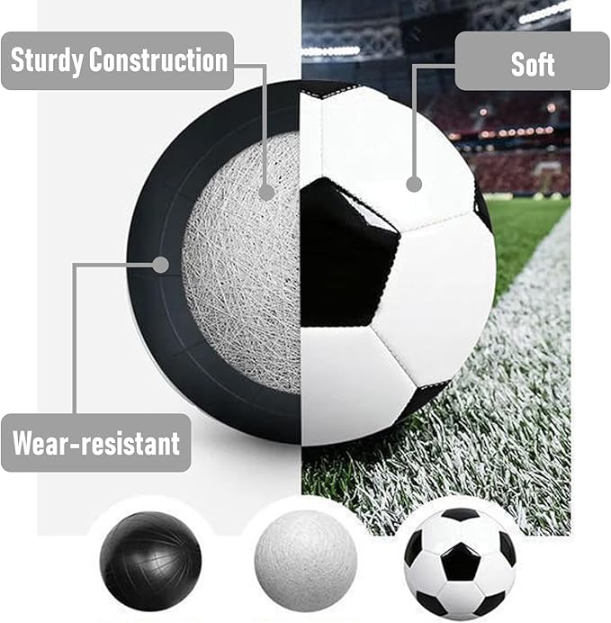 6 Pack Classic Soccer Balls Size 5/4/3 Includes Ball Pump and Net Bag，Soccer Training Ball Practice for Kids and Adults，Competition Soccer for Indoor Outdoor