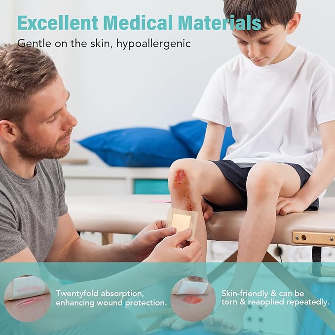 Silicone Foam Dressing 3“ x 3”, Waterproof Silicone Bandages for Wounds, 5-Layer Wound Pads with Adhesive Border for Pressure Ulcers, Painless Removal, Wound Care Pads for Bed Sore,10 Pack