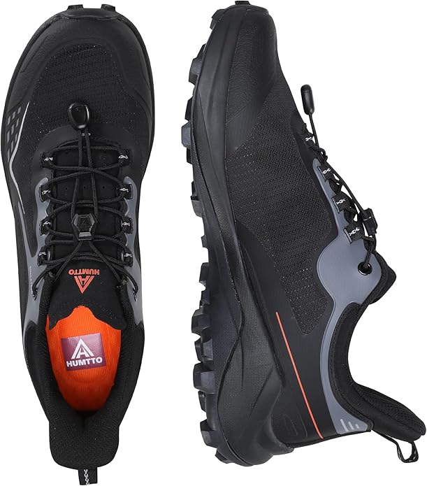 HUMTTO Men's Quick Laces Hiking Sneaker Lightweight Breathable Walking Outdoors Trail Running Shoes