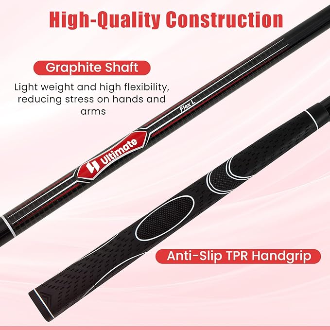 Tangkula 9/10/12 Pieces Women's Complete Golf Clubs Set, Golf Club Package Set with 460CC Driver, Fairway Wood & Hybrid, Irons, Putter, Portable Regular Golf Club Set