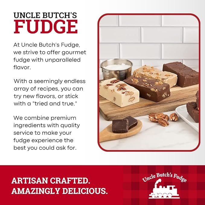 Uncle Butch's Fudge Custom Box - Creamy and Smooth Fudge Sampler - Choose Any 4 Flavors of Delicious & Decadent Fudge - 32oz Total (1 Pack)