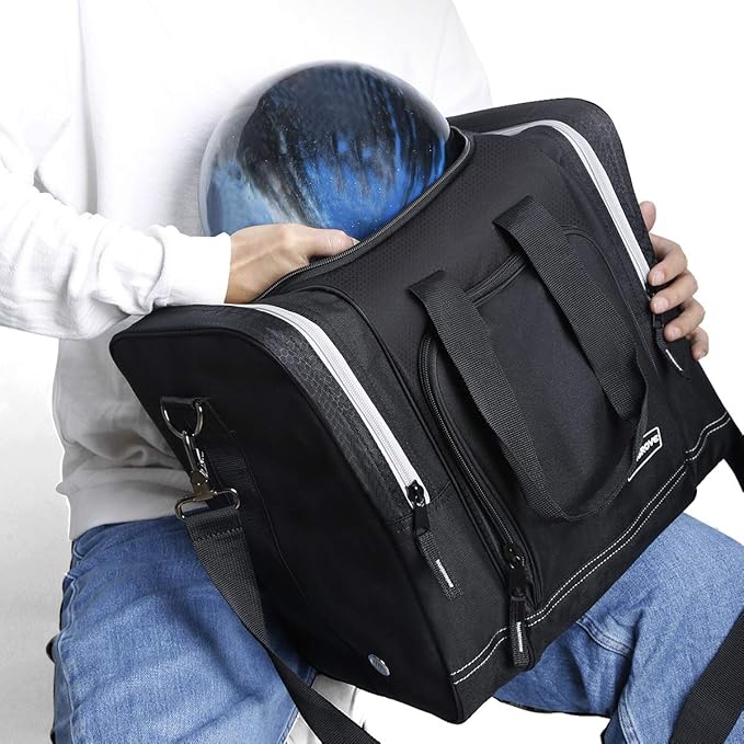 Mangrove Bowling Ball Bag for Single Ball, 2020 Bowling Ball Tote Bowling Bag with Padded Ball Holder - Fits Bowling Shoes Up to Mens Size 14 and Accessories (Black)