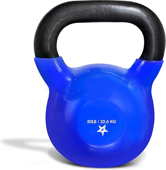 Yes4All 5-100 LB Kettlebells Vinyl Coated Cast Iron for Dumbbell Weights Exercises, Gym, Fitness, Full Body Workout Equipment Push up, Grip and Strength Training