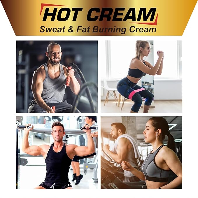 Hot Sweat Cream, Natural Sweat Cream for Belly Fat Burner for Women, Fat Burning Cream for Belly, Hot Cream Weight Loss Workout Enhancer, Cellulite Treatment for Thighs Legs, Arms & Buttocks (2 PCS)