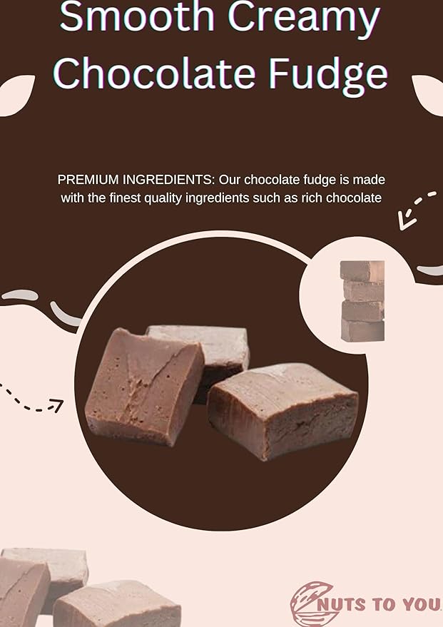 Nuts To You 6.6 Oz. Sugar Free Smooth Creamy Chocolate Fudge | Fresh Gourmet Candy | Decadent and Delicious Handcrafted Fudge