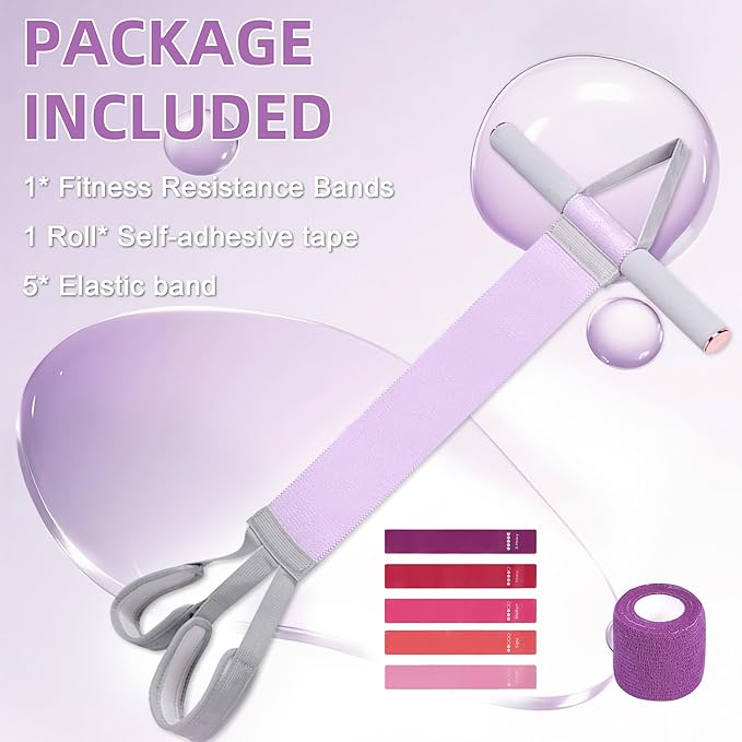 Fabric Resistance Band with Handles – Non-Slip Pedal Puller for Sit Ups & Full Body Strength Training, Portable Stretch Bands for Leg, Arm & Core, Workout Equipment for Women