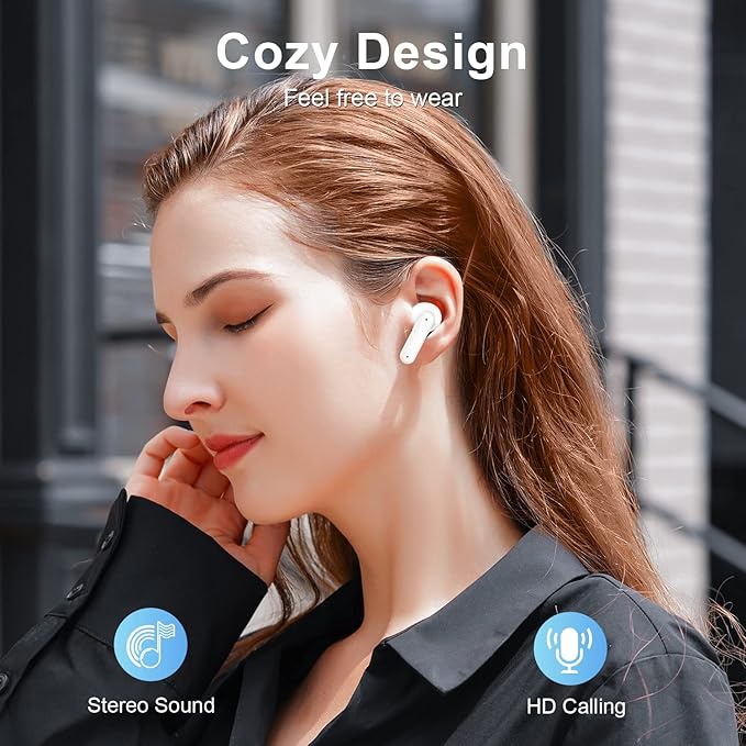 ZIUTY Wireless Earbuds Bluetooth Headphones, 50H Playtime Ear Buds with Mic, LED Digital Display Charging Case, IPX7 Waterproof, Deep Bass Stereo, in-Ear Earphone for iPhone Andriod Phone