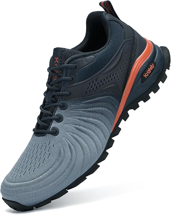 Kricely Men's Walking Shoes Breathable Lightweight Fashion Sneakers Non Slip Sport Gym Jogging Trail Running Shoes