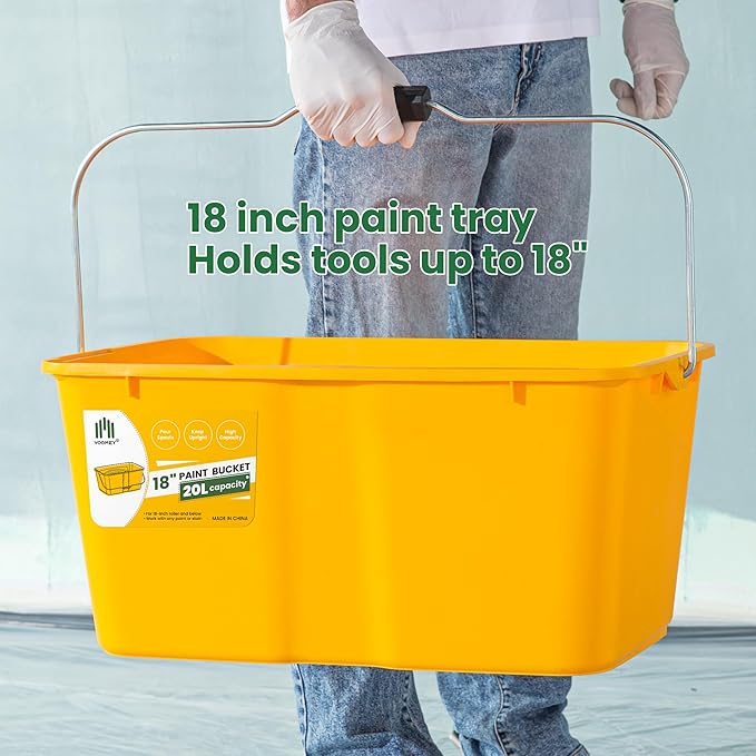 VOOMEY 23PC 18 Inch Paint Roller Kit,18" Paint Bucket, Small Paint Roller Set,Microfiber Paint Roller Covers,Paint Roller Extension Pole,Makes Working on Your Large Painting Projects Easy and Fast