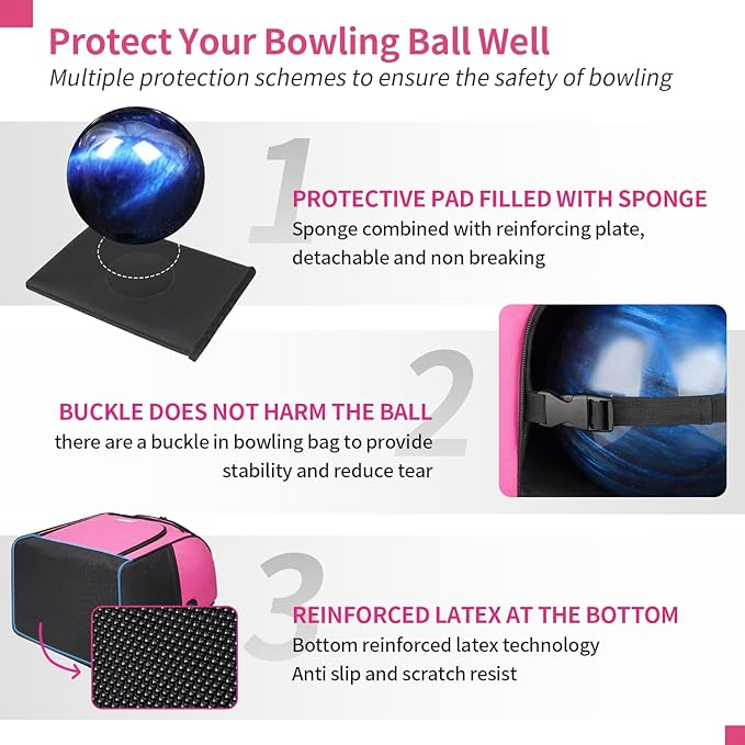 Single Bowling Ball Bag Backpack with Shoe Bag Up to Size 16, Accessories Gifts for Bowling Lovers,Bowling Bag with Padded Ball Holder