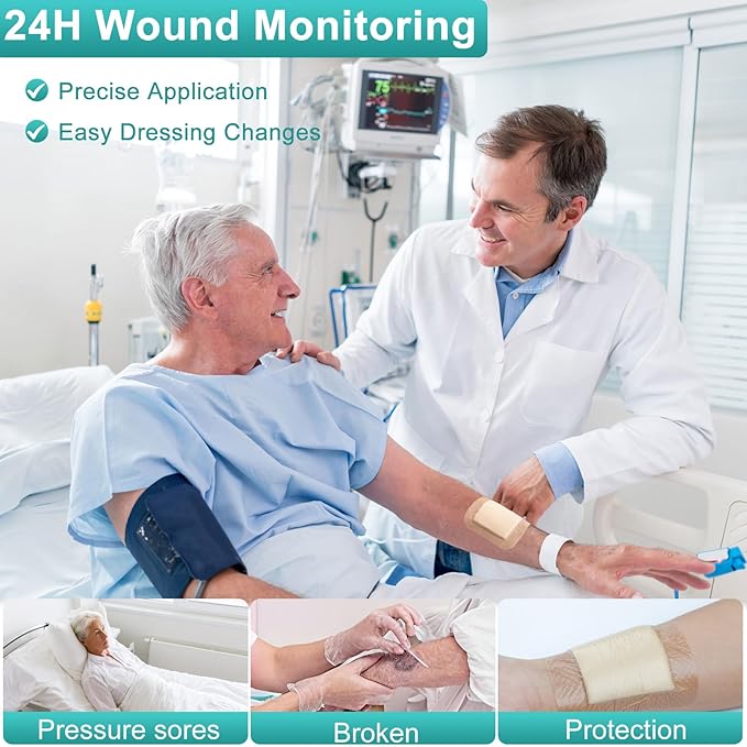Silicone Foam Dressing 6“ x 6”, Waterproof Silicone Bandages for Wounds, 5-Layer Wound Pads with Adhesive Border for Pressure Ulcers, Painless Removal, Wound Care Pads for Bed Sore,10 Packed