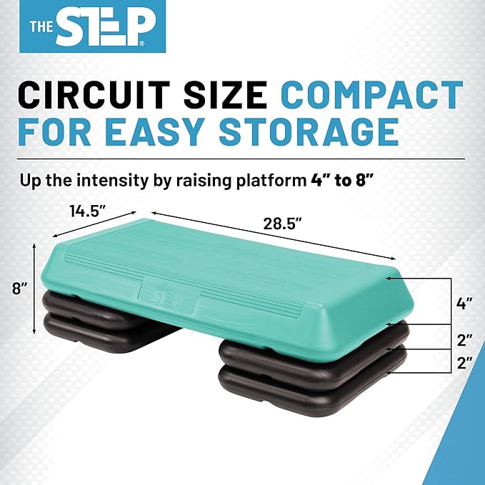 Freestyle STEP Exercise Step Platform, Circuit Size Stepper for Exercise at Home with 2 Risers